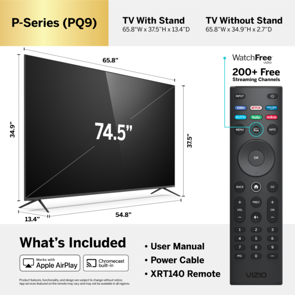 VIZIO 75 inch Class 4K UHD Quantum Smartcast Smart TV - Görsel 4